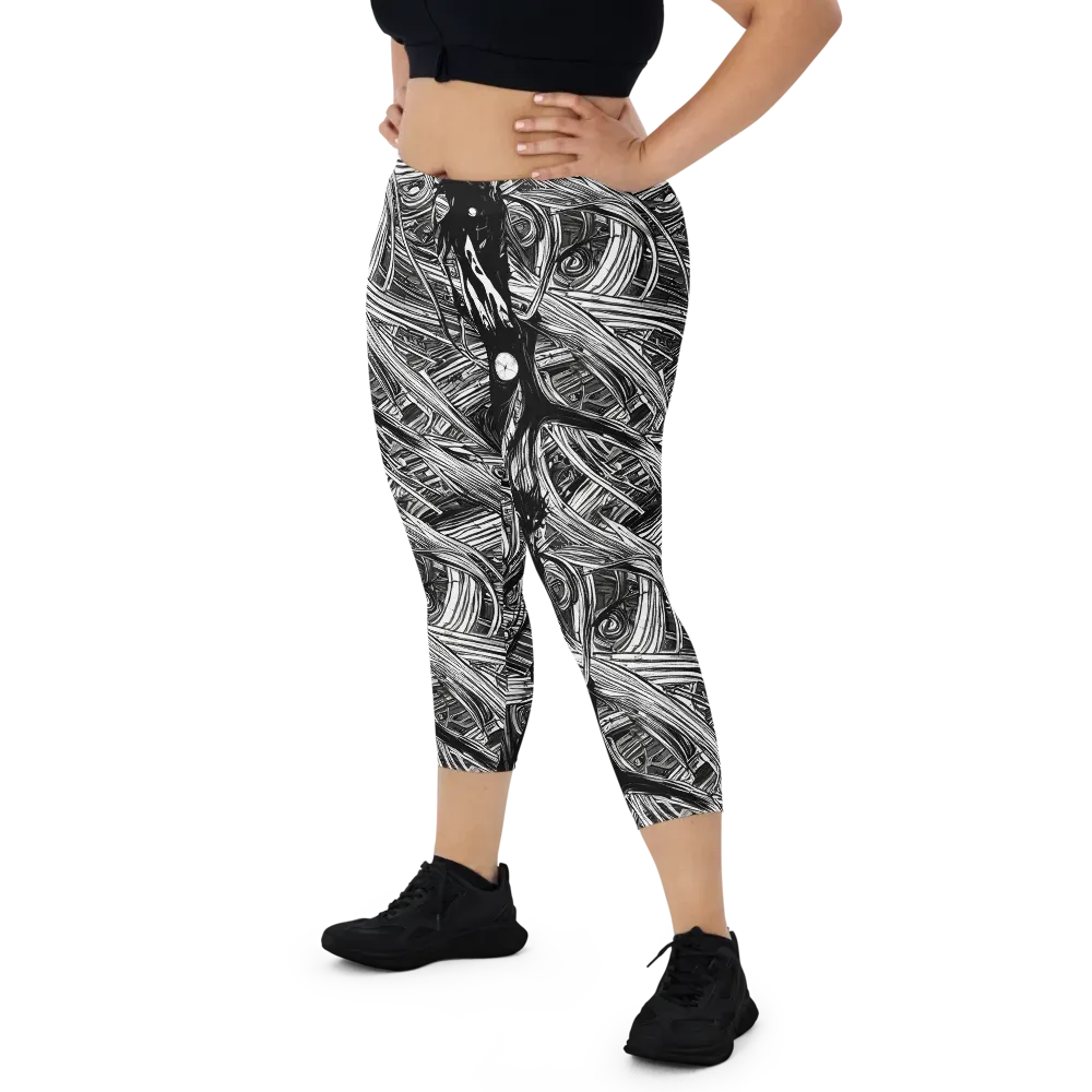Mesmeric Tangles on Capri Leggings — Front