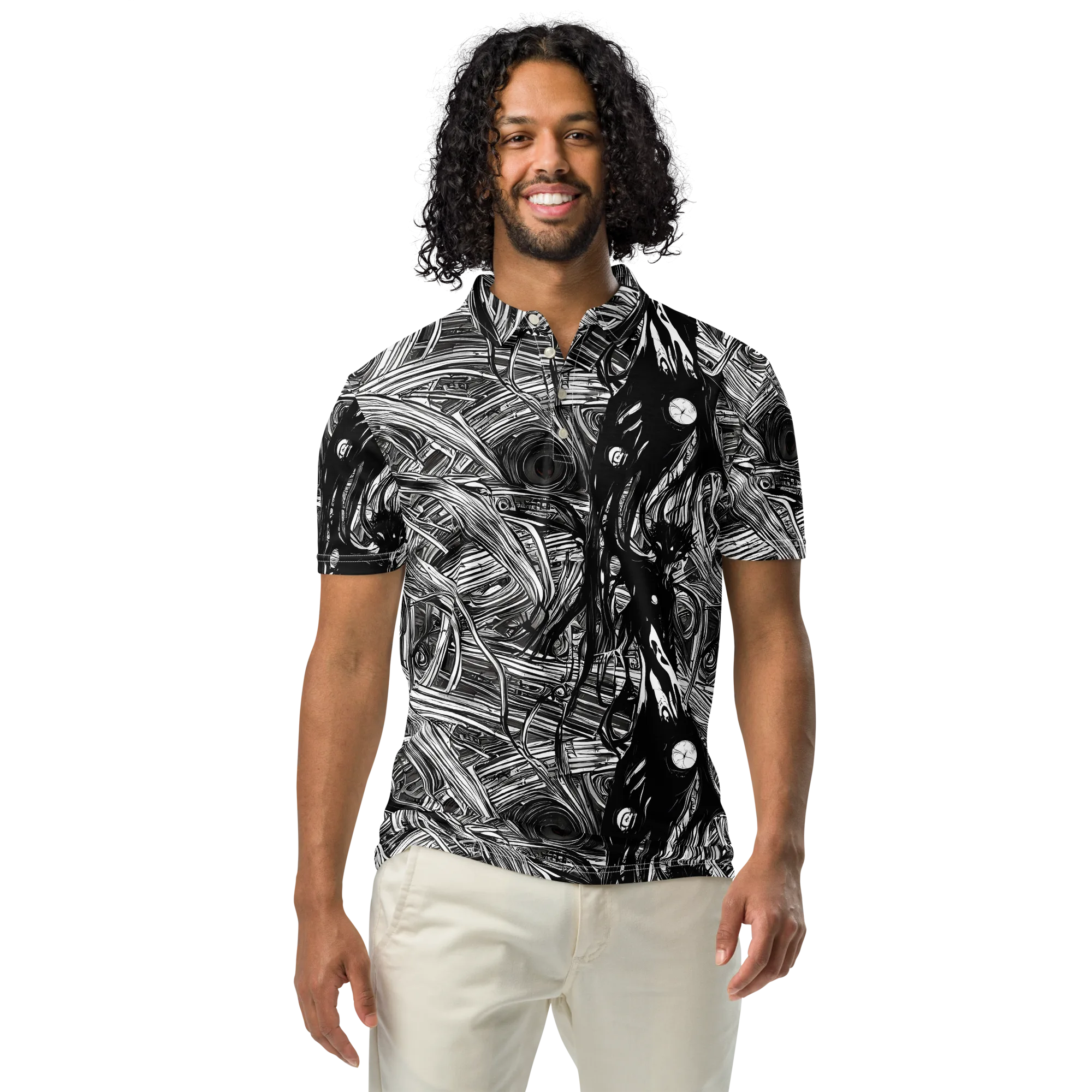 Mesmeric Tangles on Men's Slim Fit Polo Shirt — Front