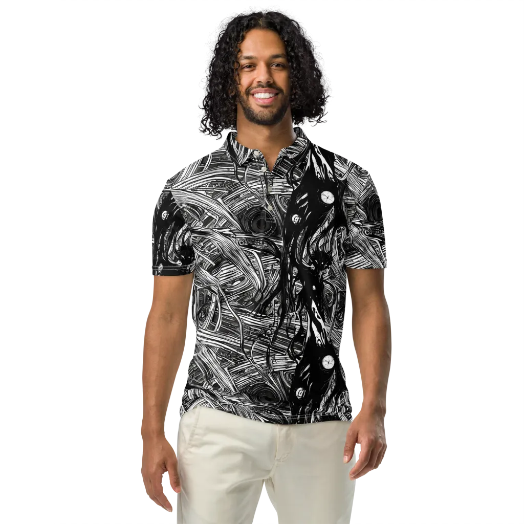 Mesmeric Tangles on Men's Slim Fit Polo Shirt — Front