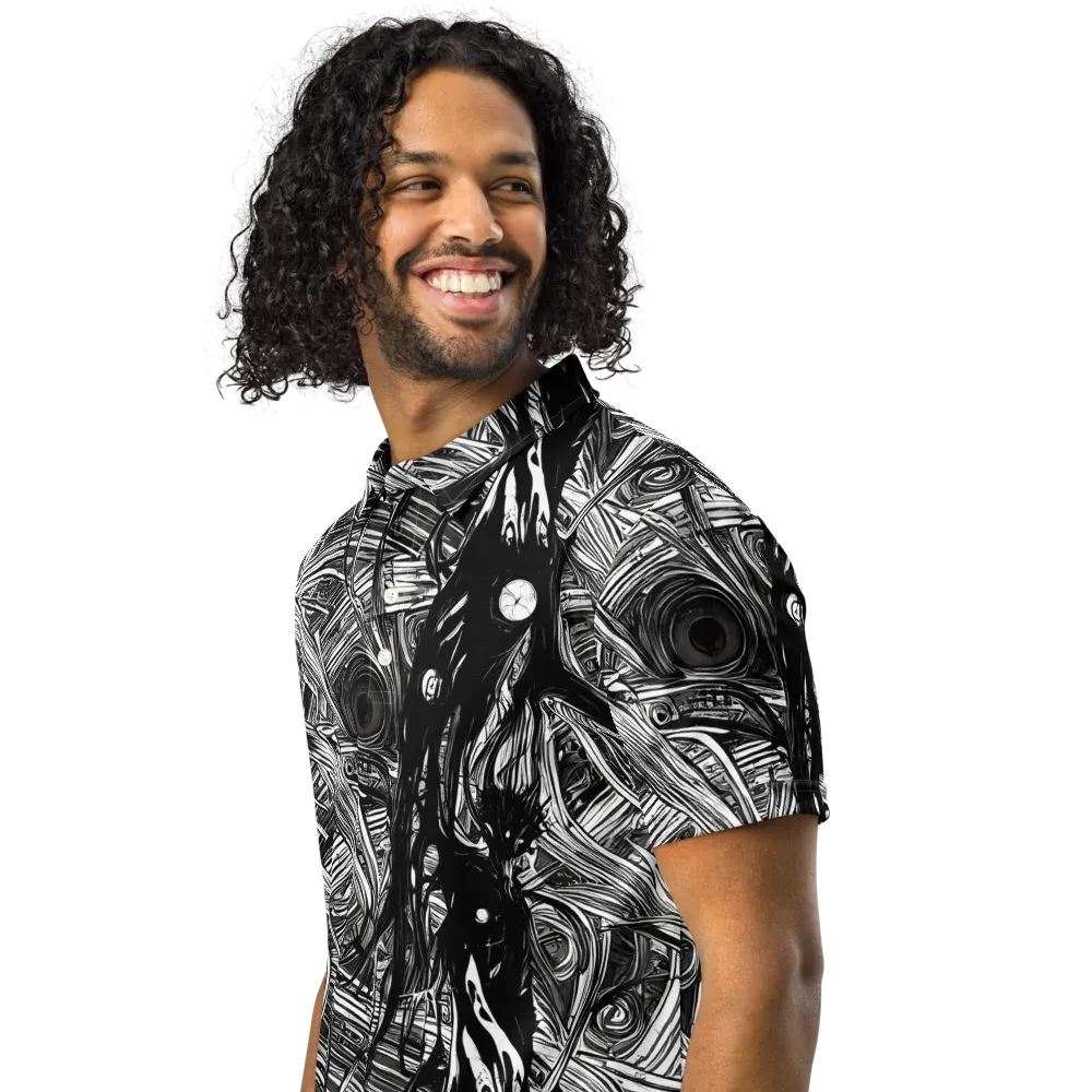 Mesmeric Tangles on Men's Slim Fit Polo Shirt — Left Front
