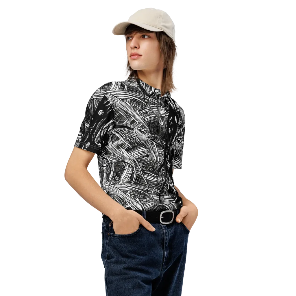 Mesmeric Tangles on Men's Slim Fit Polo Shirt — Right Front