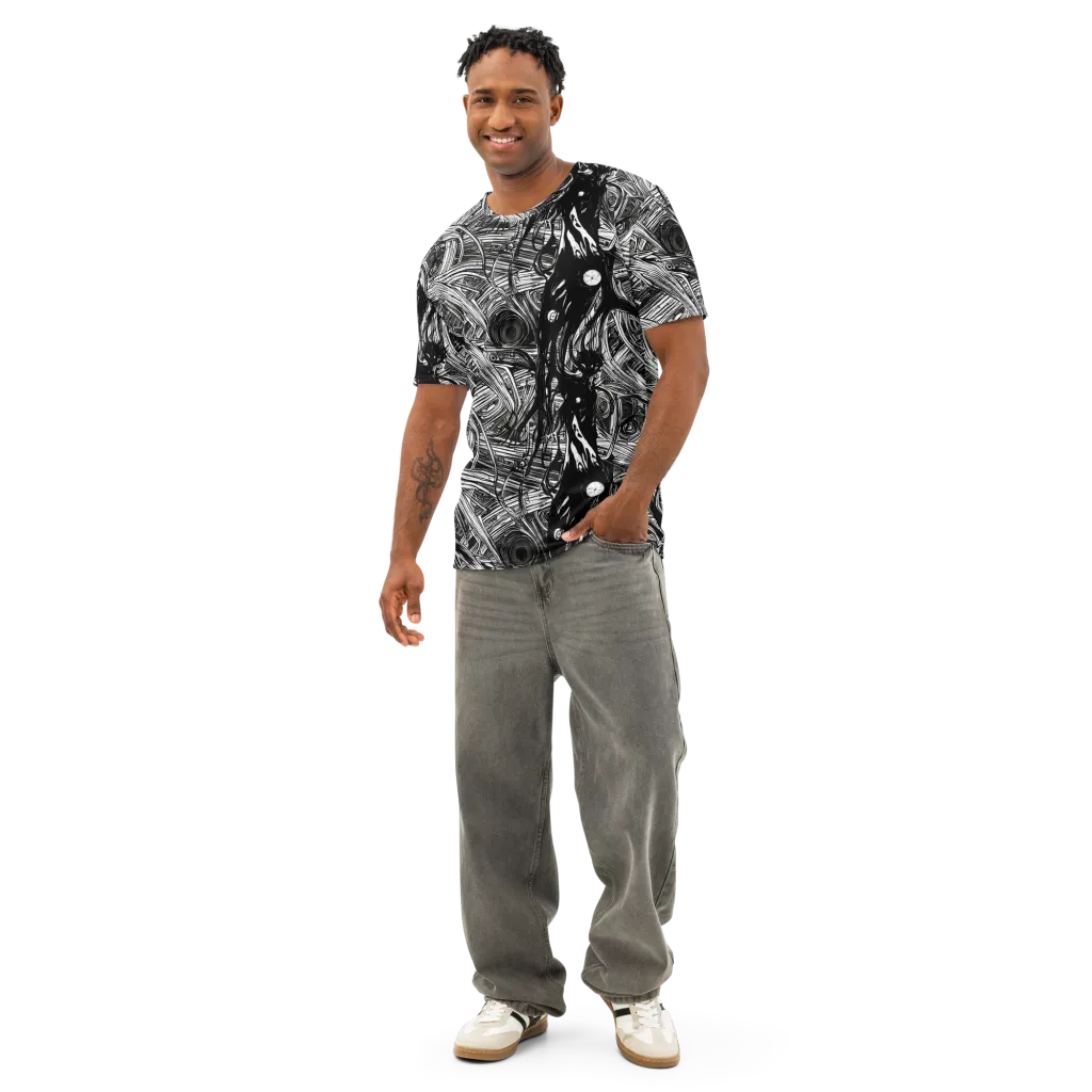 Mesmeric Tangles on Men's Cotton Crew Neck T-Shirt — Front