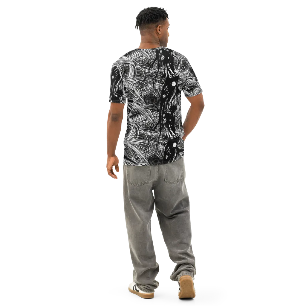Mesmeric Tangles on Men's Cotton Crew Neck T-Shirt — Back