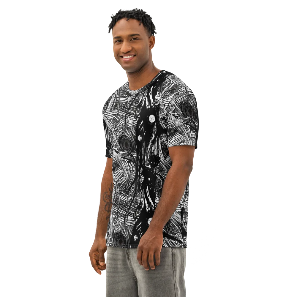 Mesmeric Tangles on Men's Cotton Crew Neck T-Shirt — Left Front