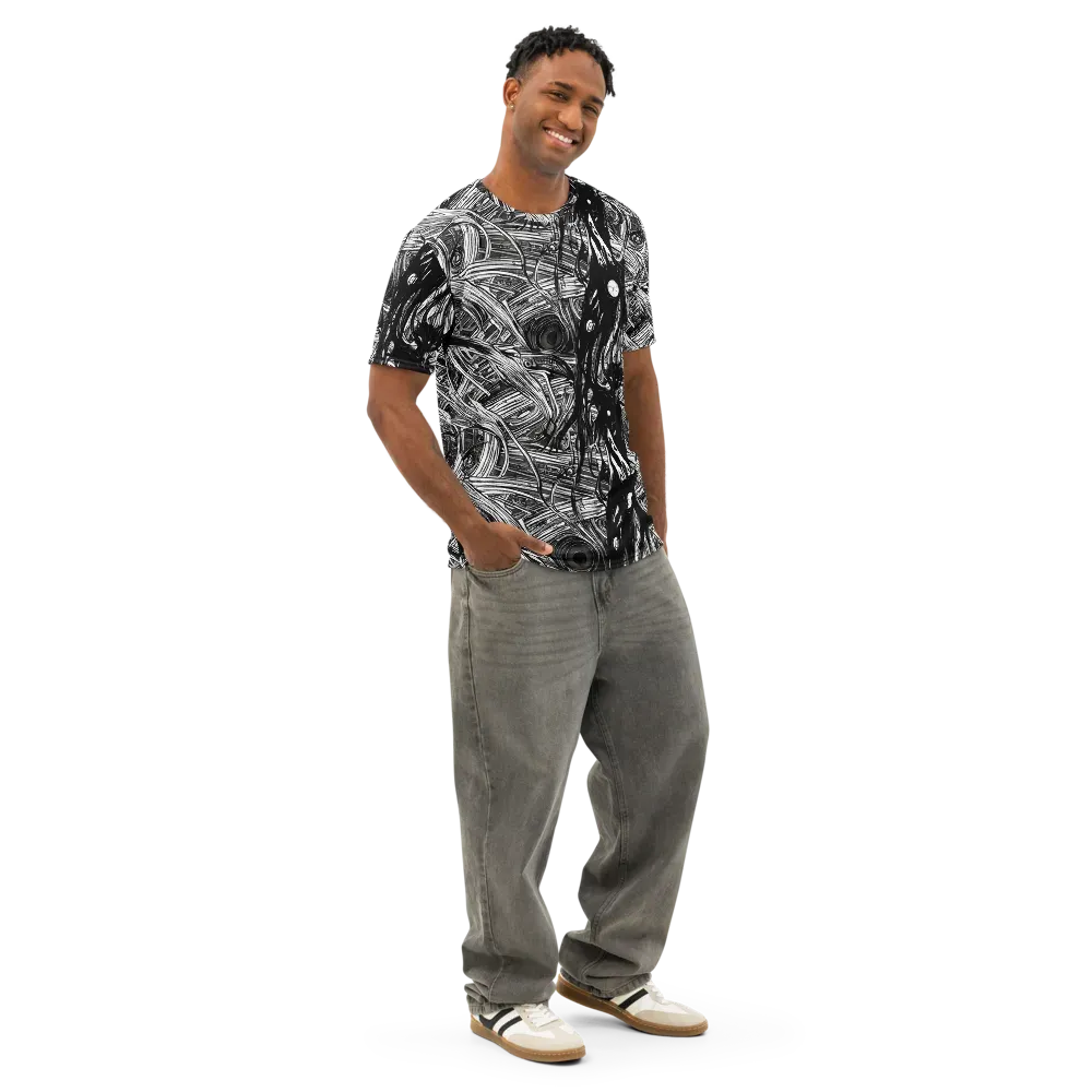 Mesmeric Tangles on Men's Cotton Crew Neck T-Shirt — Right Front