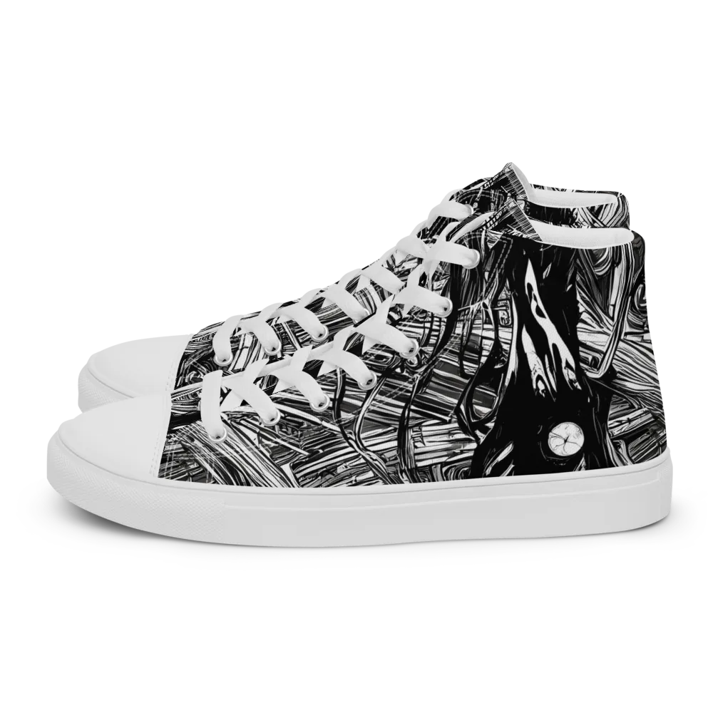 Mesmeric Tangles on Men's High Top Canvas Shoes — Left