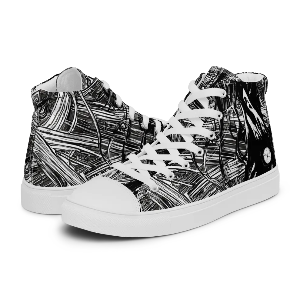 Mesmeric Tangles on Men's High Top Canvas Shoes — Left
