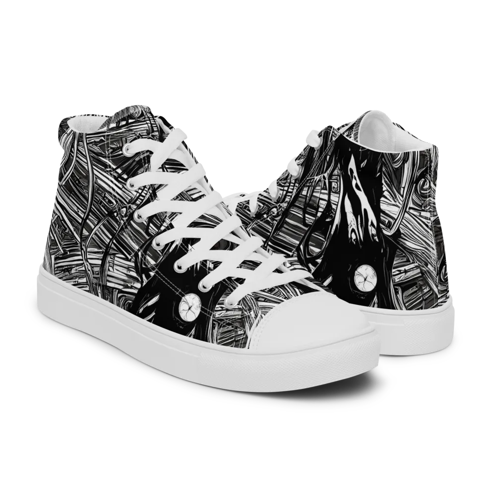 Mesmeric Tangles on Men's High Top Canvas Shoes — Right