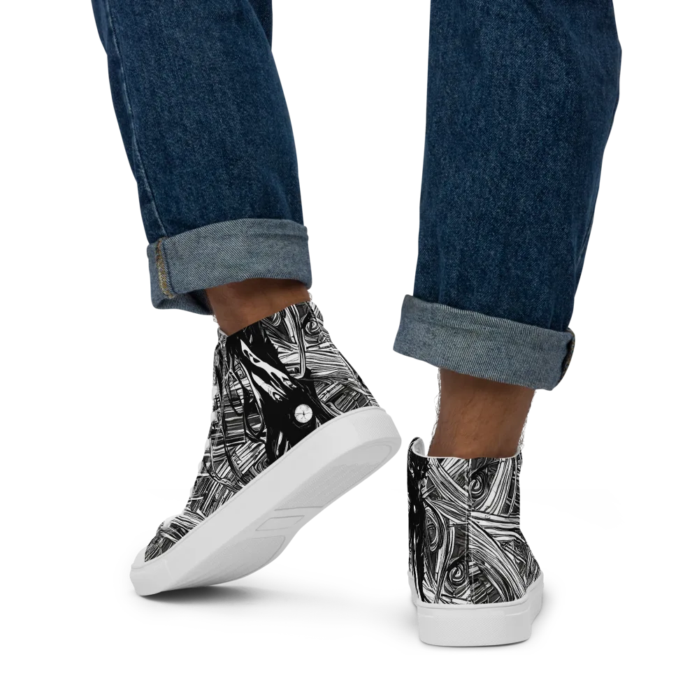 Mesmeric Tangles on Men's High Top Canvas Shoes — Back