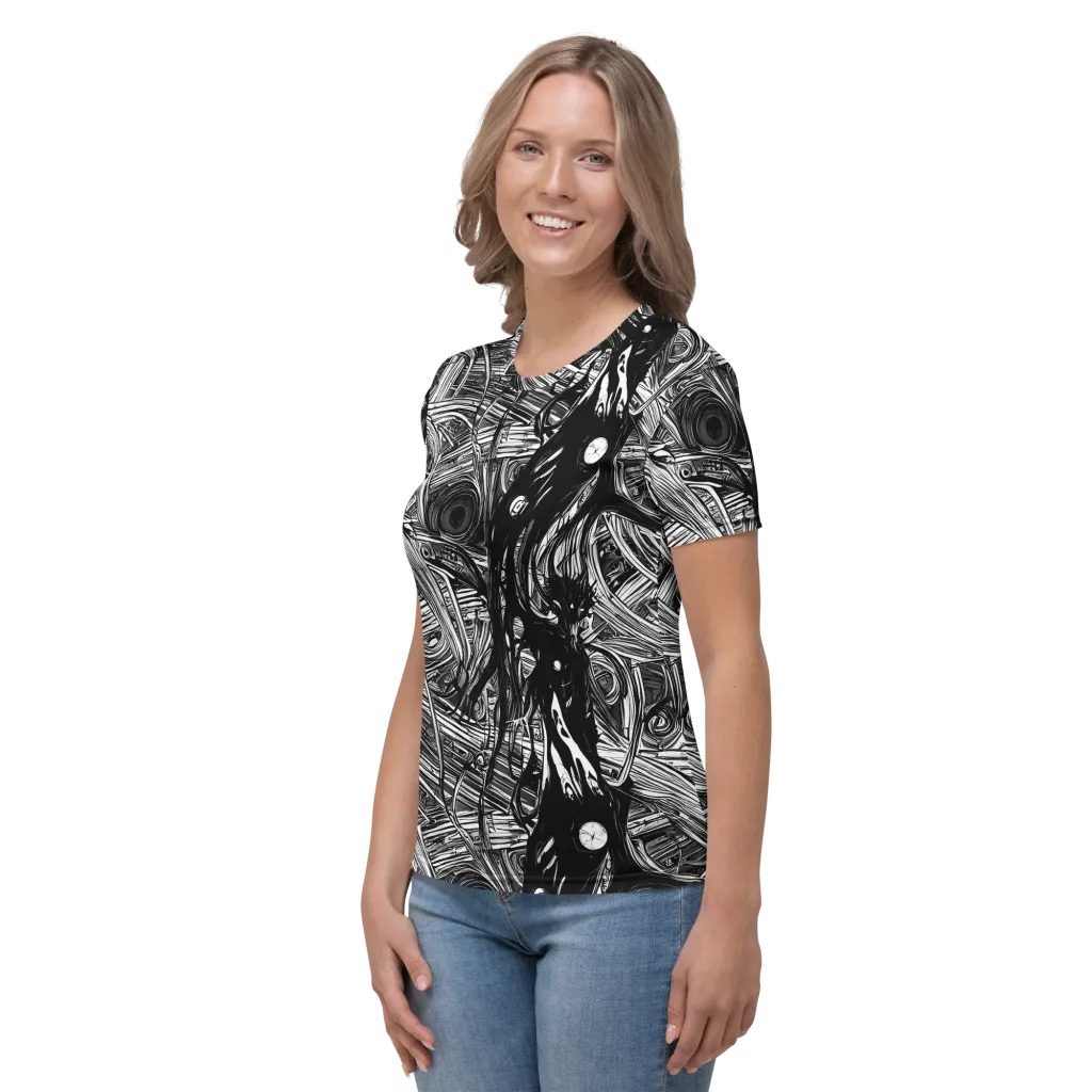 Mesmeric Tangles on Women's Crew Neck T-Shirt — Left