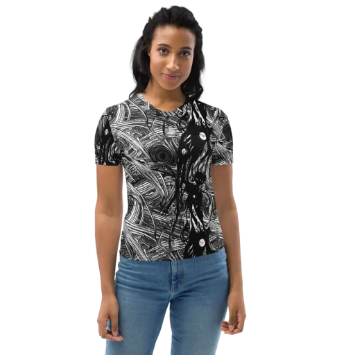 Mesmeric Tangles on a Women's Crew Neck T-Shirt