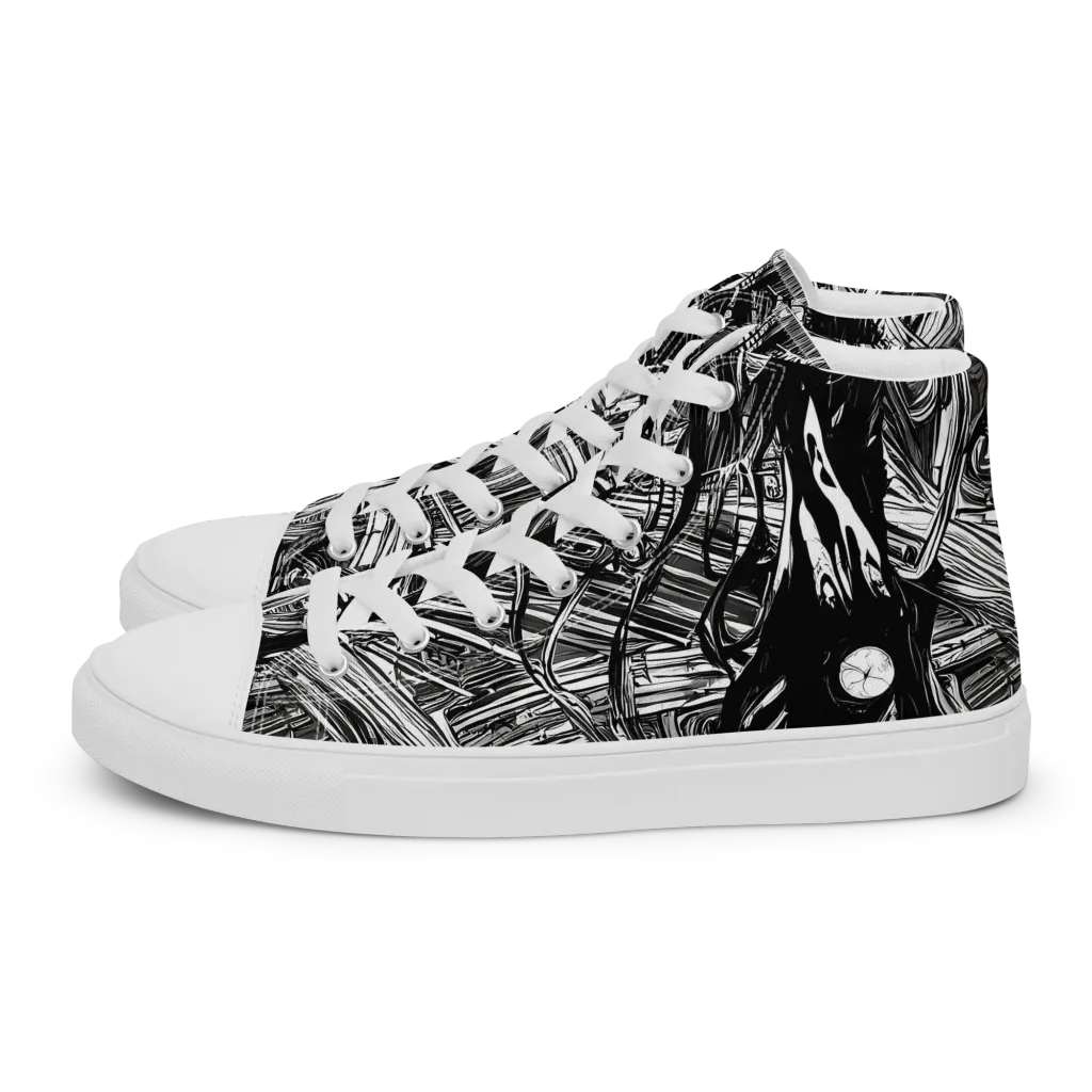 Mesmeric Tangles on Women's High Top Canvas Shoes — Left