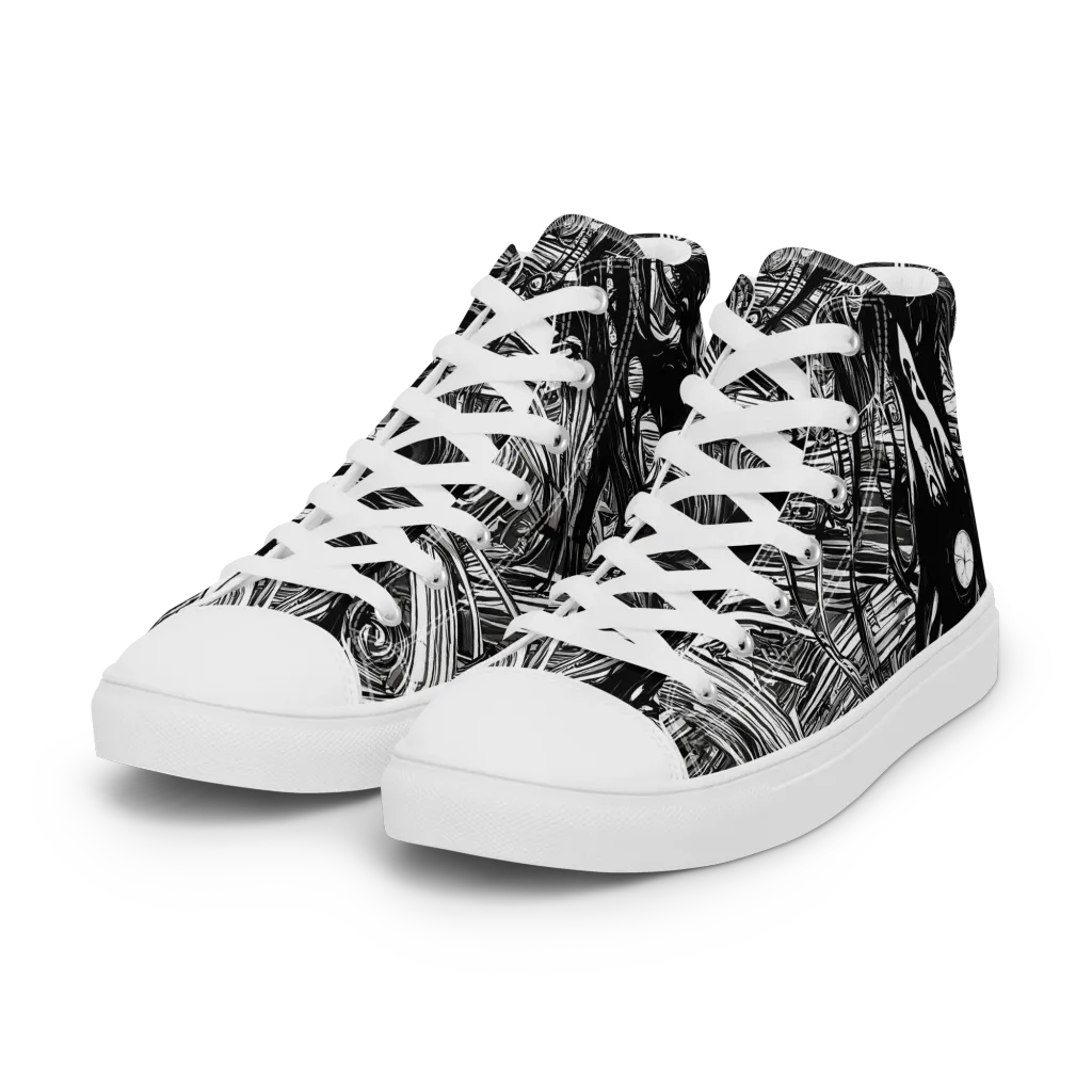 Mesmeric Tangles on Women's High Top Canvas Shoes — Left Front