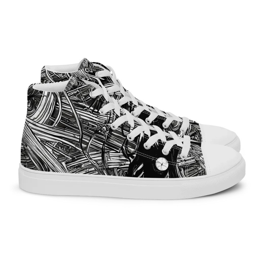 Mesmeric Tangles on Women's High Top Canvas Shoes — Right