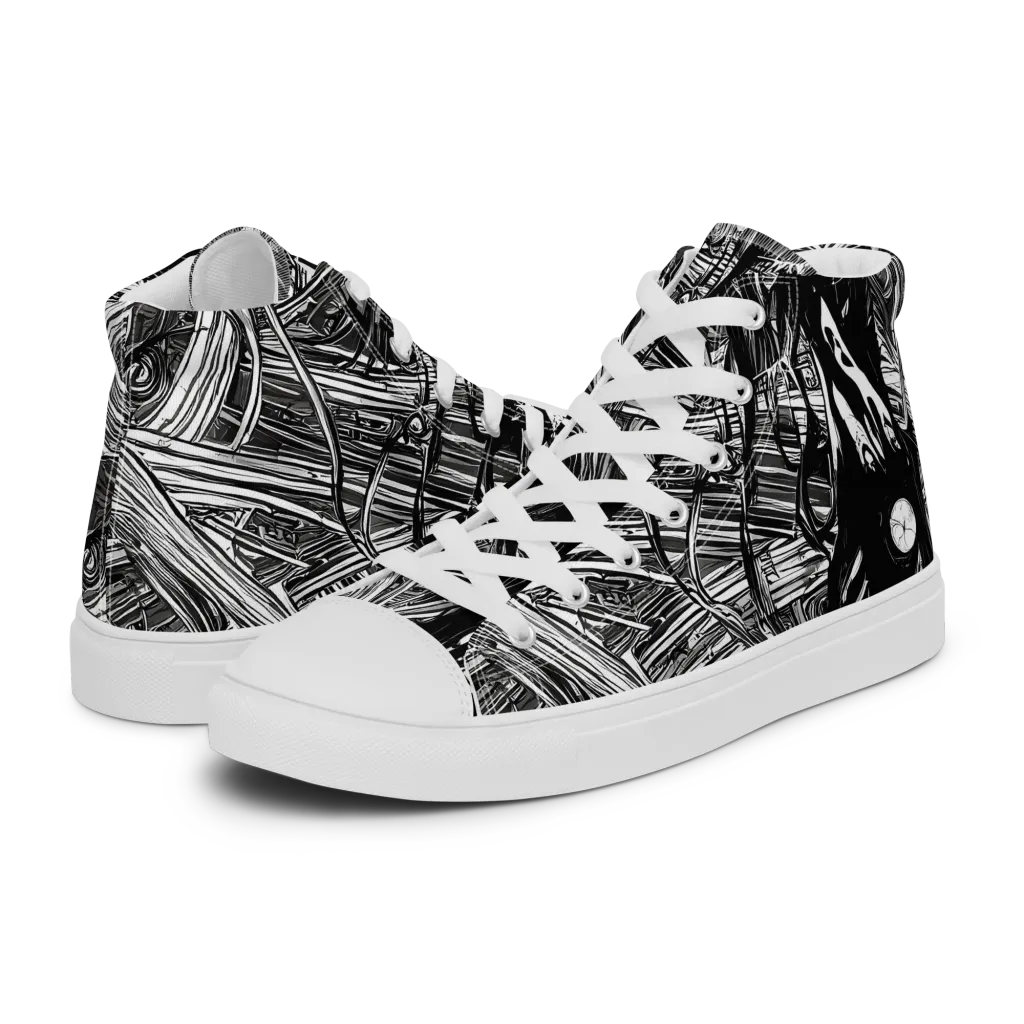 Mesmeric Tangles on Women's High Top Canvas Shoes — Left