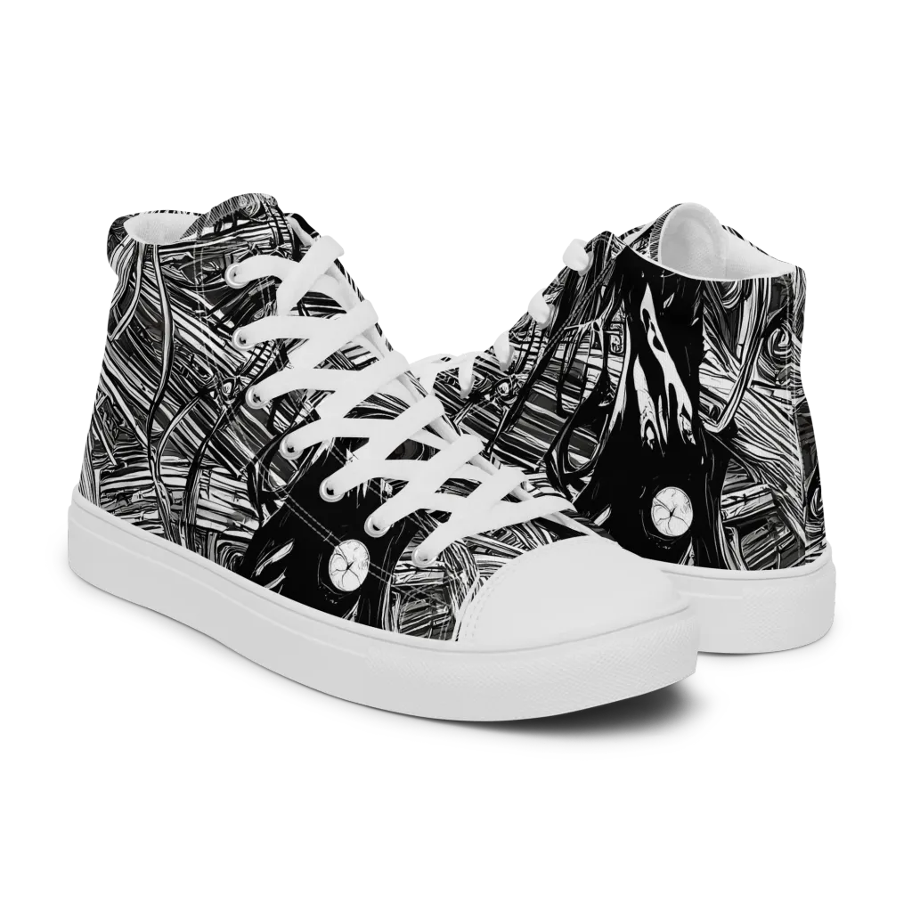 Mesmeric Tangles on Women's High Top Canvas Shoes — Right