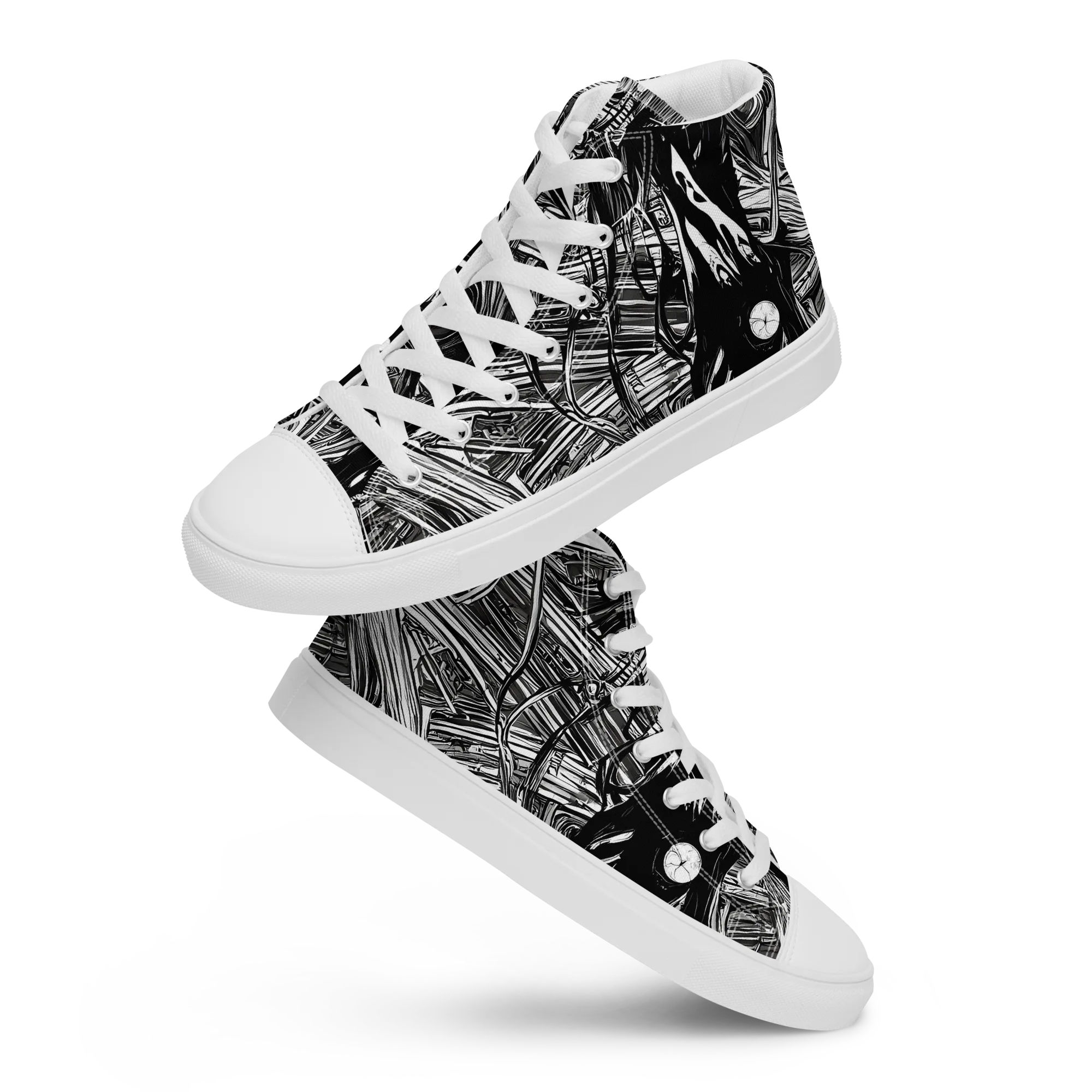 Mesmeric Tangles on Women's High Top Canvas Shoes — Front