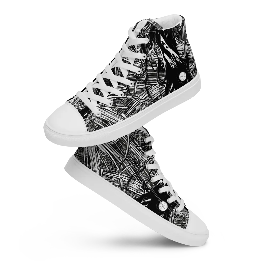 Mesmeric Tangles on Women's High Top Canvas Shoes — Front