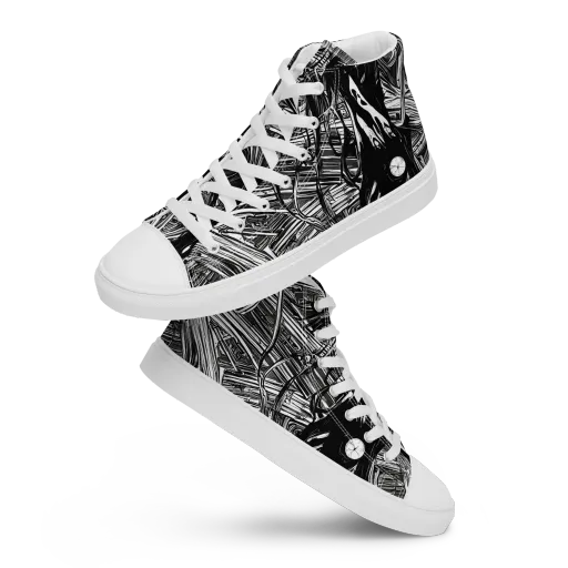 Mesmeric Tangles on a Women's High Top Canvas Shoes