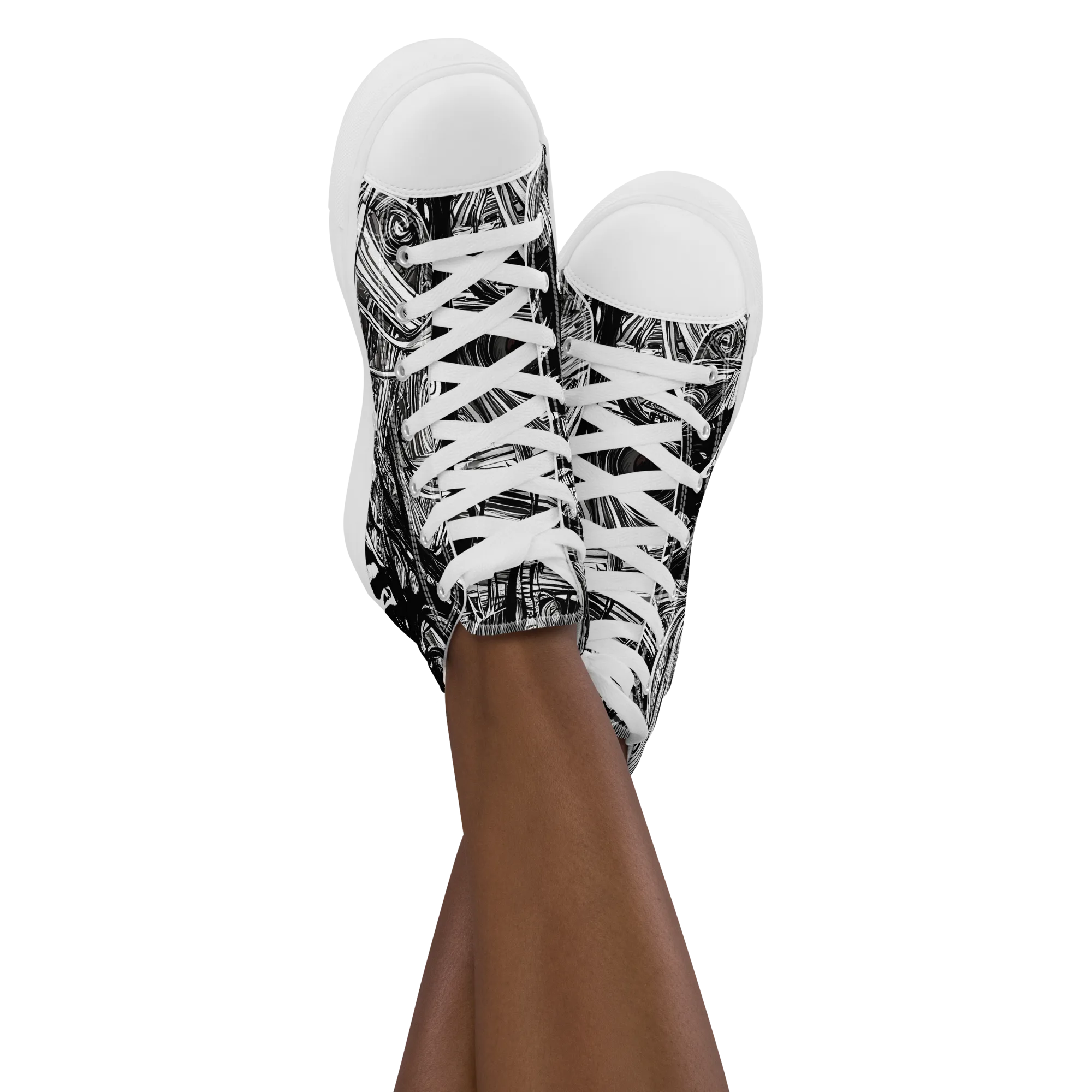 Mesmeric Tangles on Women's High Top Canvas Shoes — Front