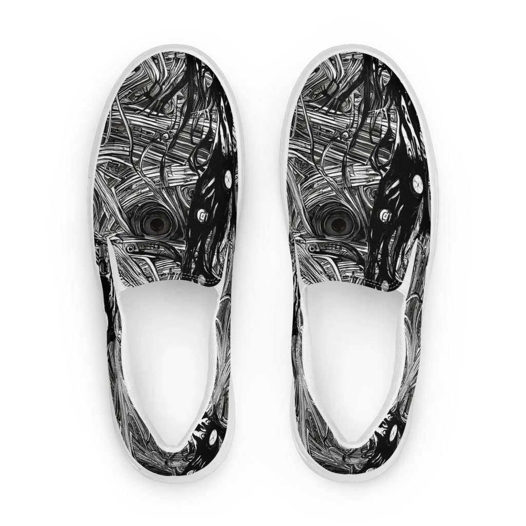 Mesmeric Tangles on Men's Slip-On Canvas Shoes — Front