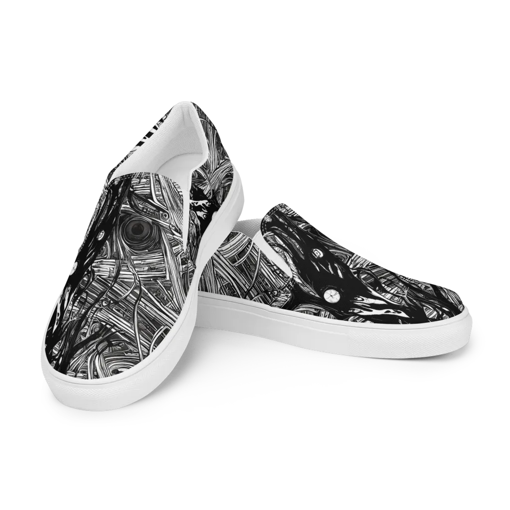 Mesmeric Tangles on Men's Slip-On Canvas Shoes — Left Front