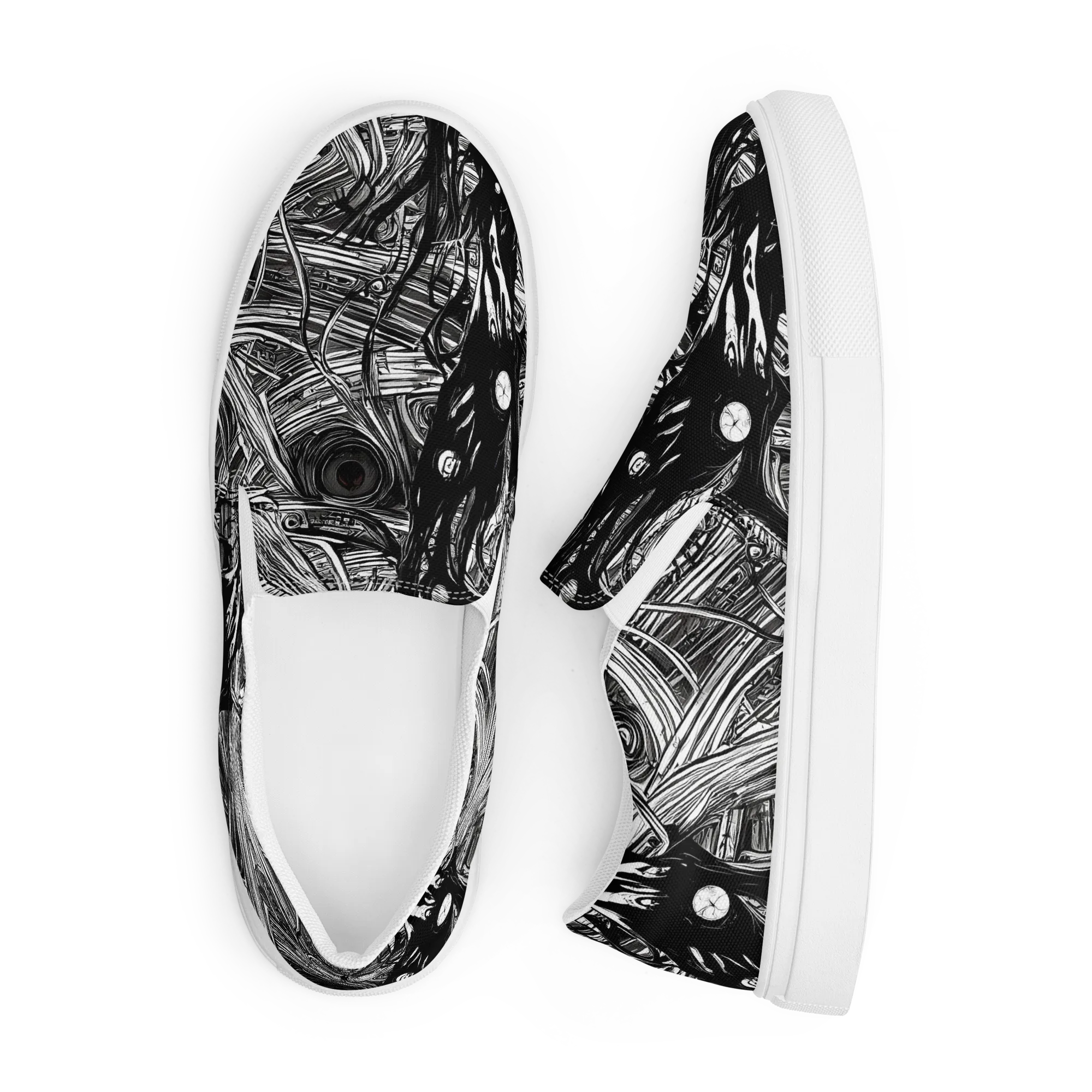 Mesmeric Tangles on Men's Slip-On Canvas Shoes — Front