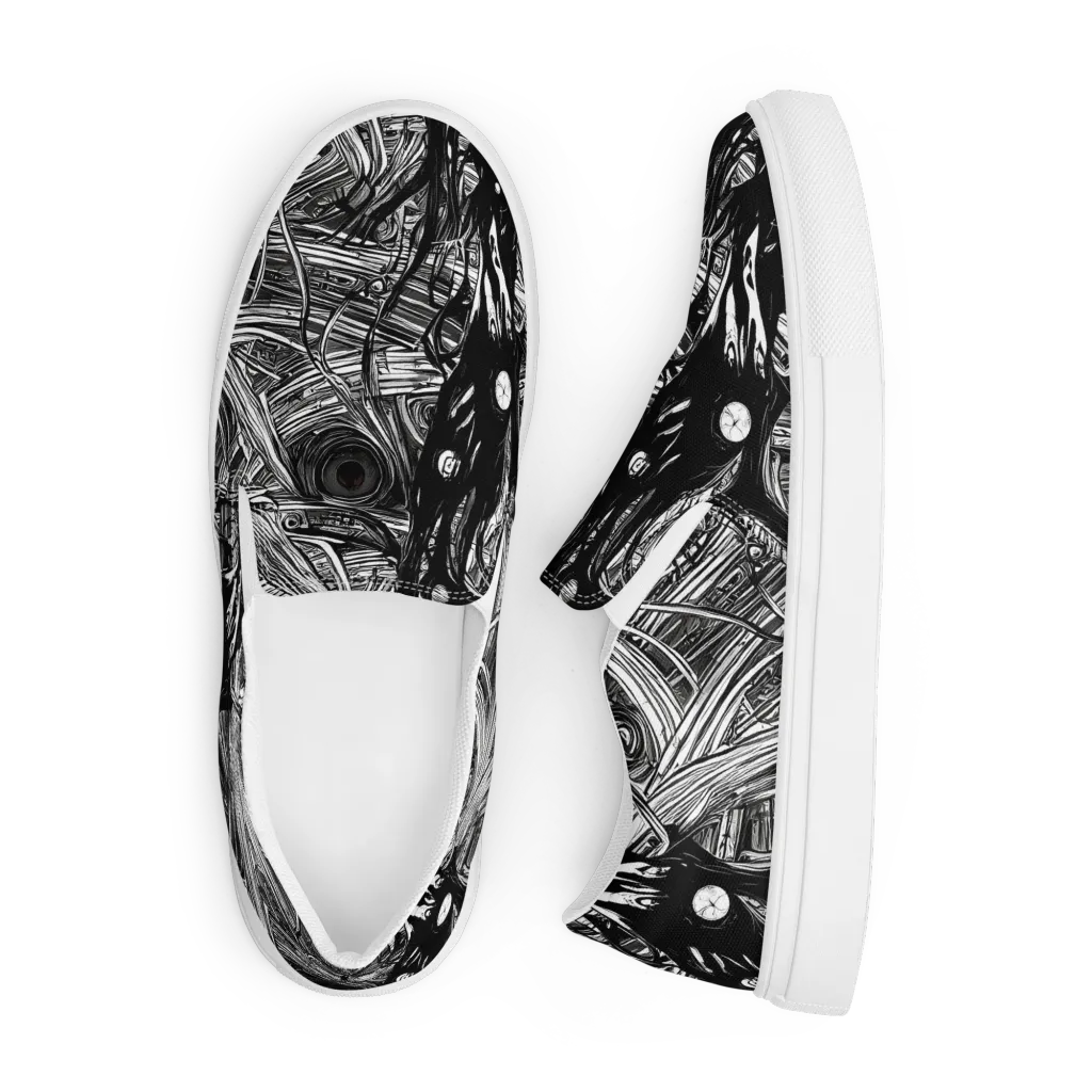 Mesmeric Tangles on Men's Slip-On Canvas Shoes — Front