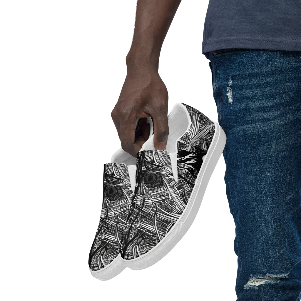 Mesmeric Tangles on Men's Slip-On Canvas Shoes — Left Front