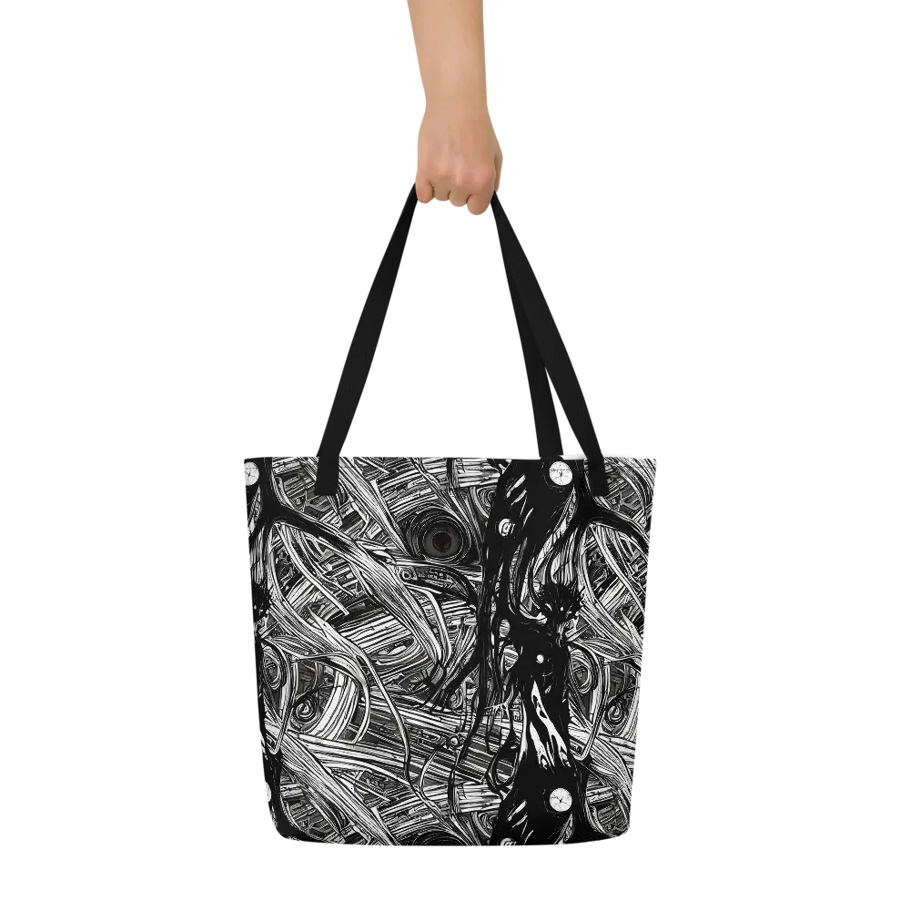 Mesmeric Tangles on Large Tote Bag W/ Pocket — Front