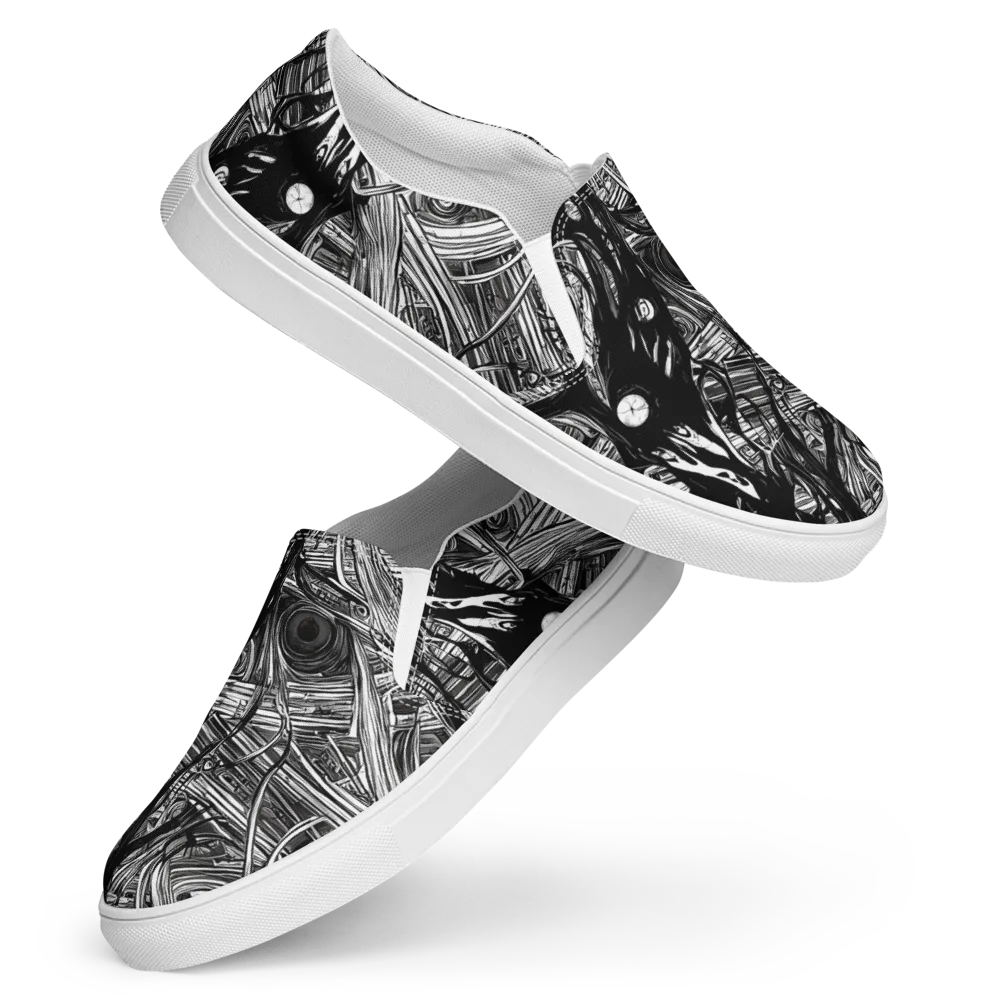 Mesmeric Tangles on Women's Slip-On Canvas Shoes — Front