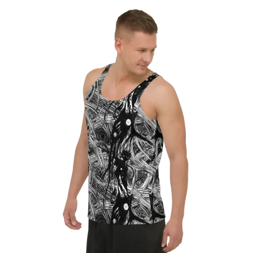 Mesmeric Tangles on a Men's Tank Top