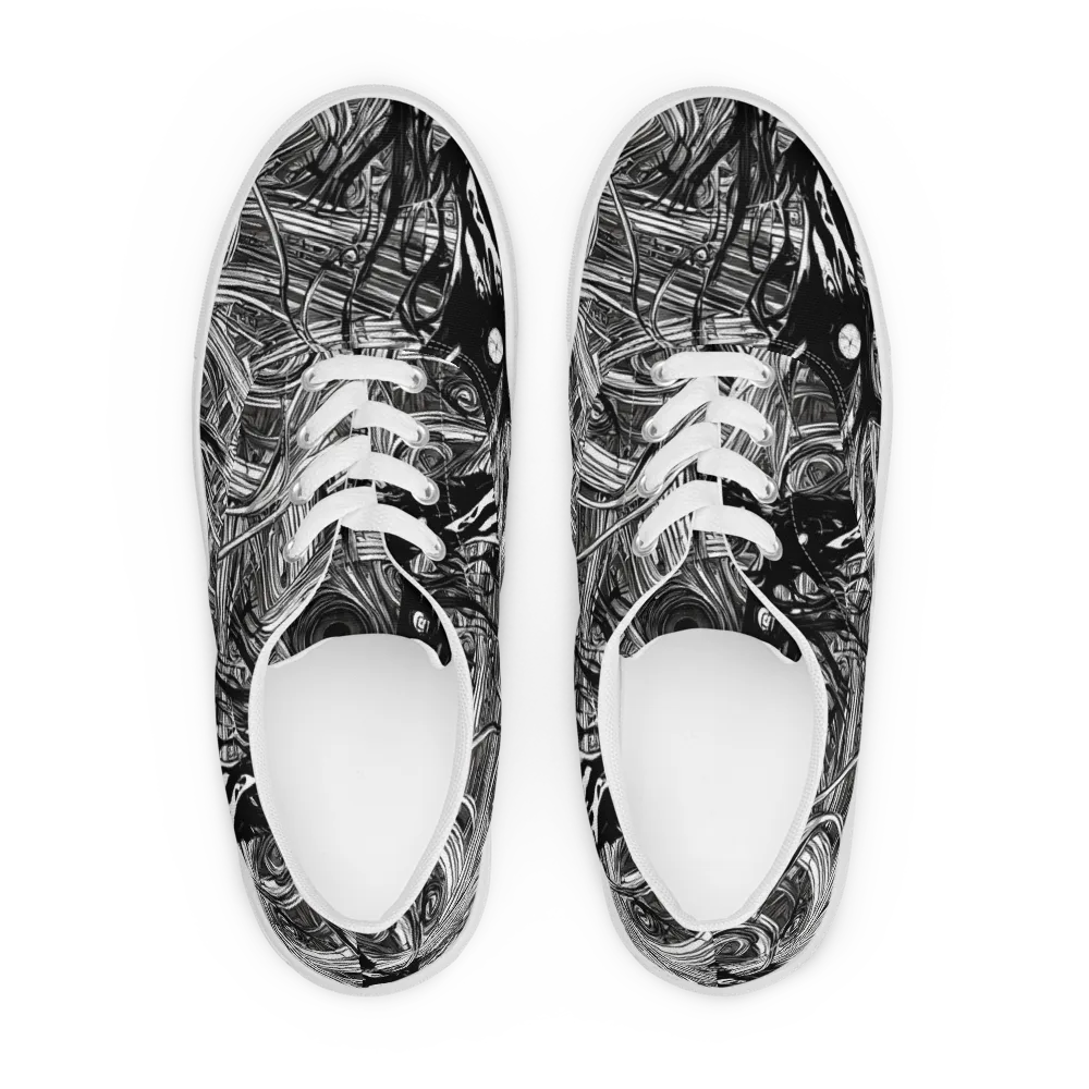 Mesmeric Tangles on Men's Lace-Up Canvas Shoes — Front