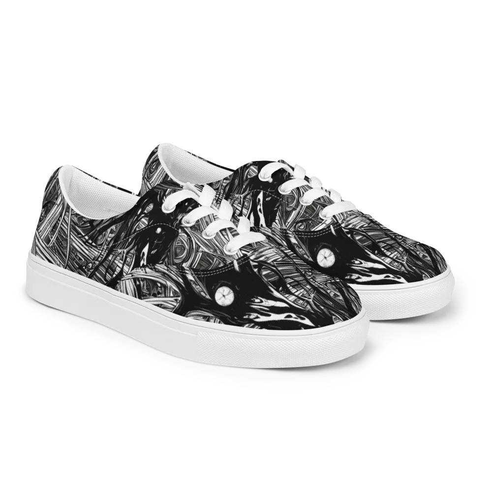 Mesmeric Tangles on Men's Lace-Up Canvas Shoes — Right Front