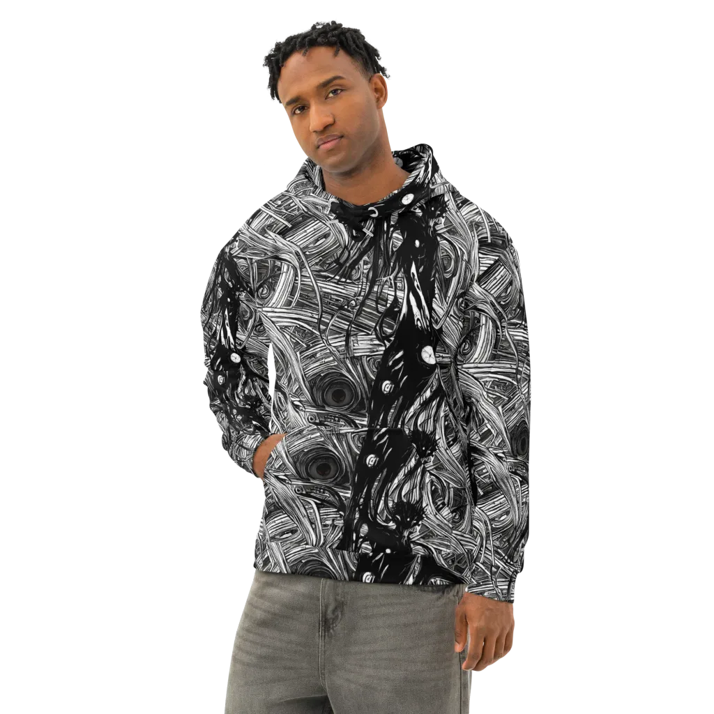 Mesmeric Tangles on Cotton Hoodie — Left Front