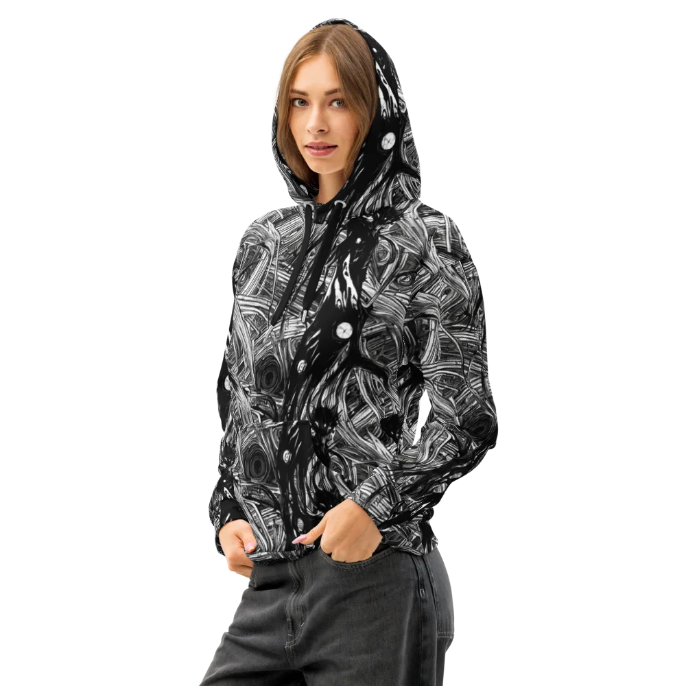 Mesmeric Tangles on Cotton Hoodie — Left Front