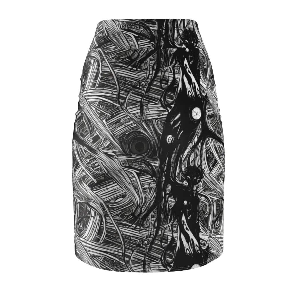Mesmeric Tangles on Pencil Skirt — Back