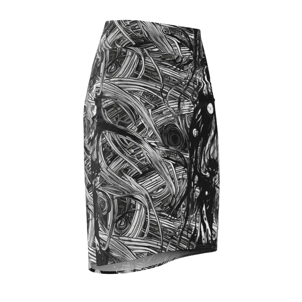 Mesmeric Tangles on Pencil Skirt — Front Side