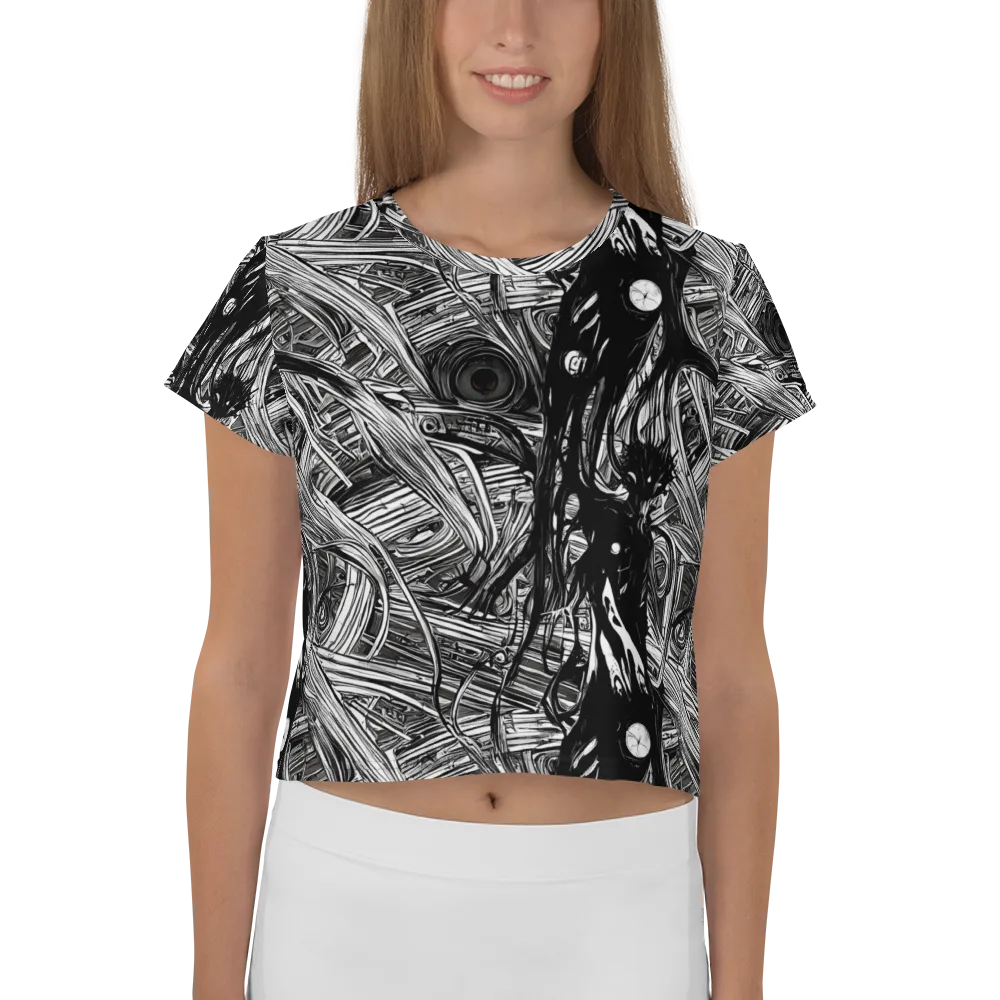 Mesmeric Tangles on Crop Tee — Front