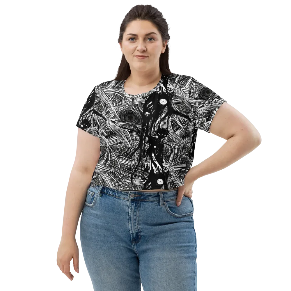 Mesmeric Tangles on Crop Tee — Front
