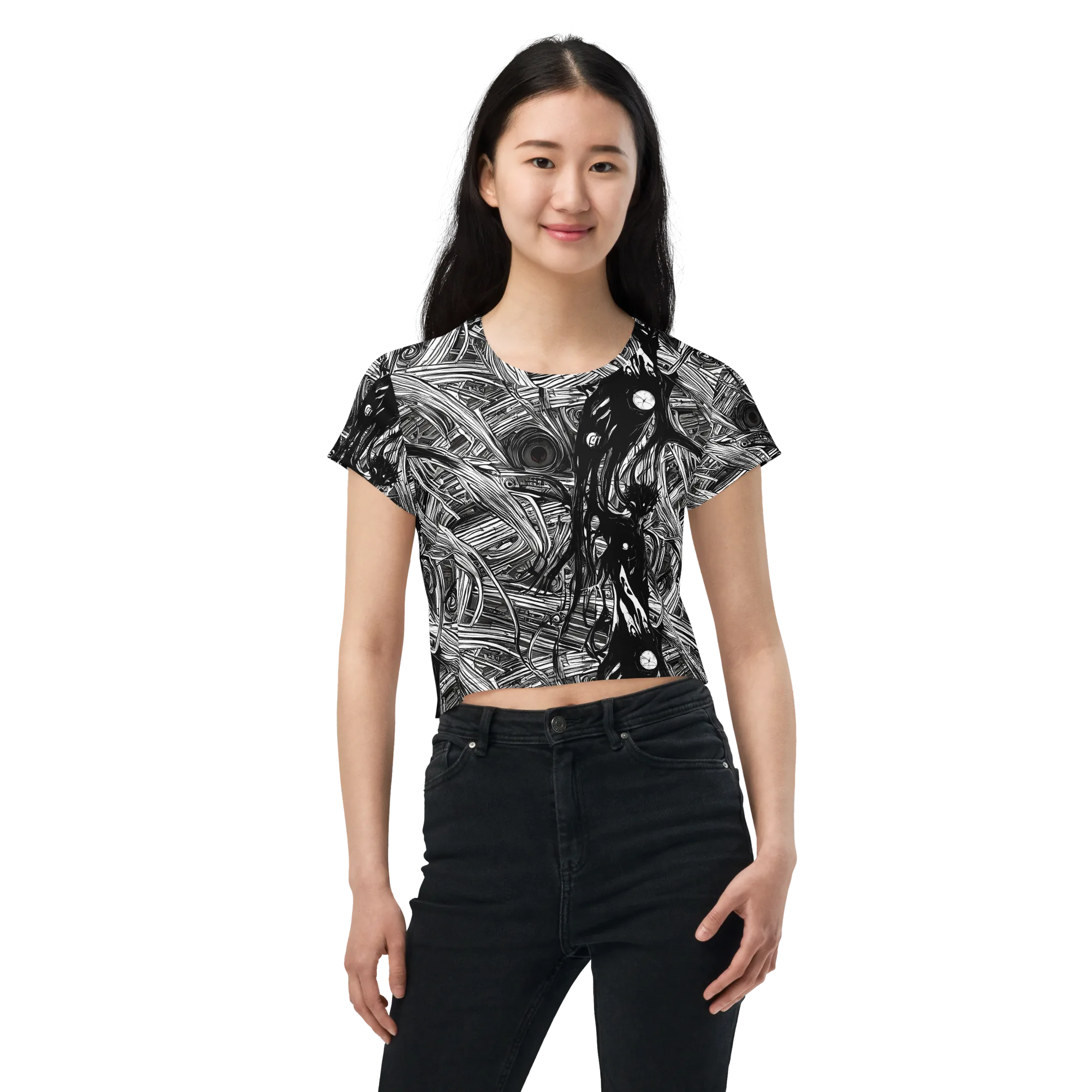 Mesmeric Tangles on Crop Tee — Front