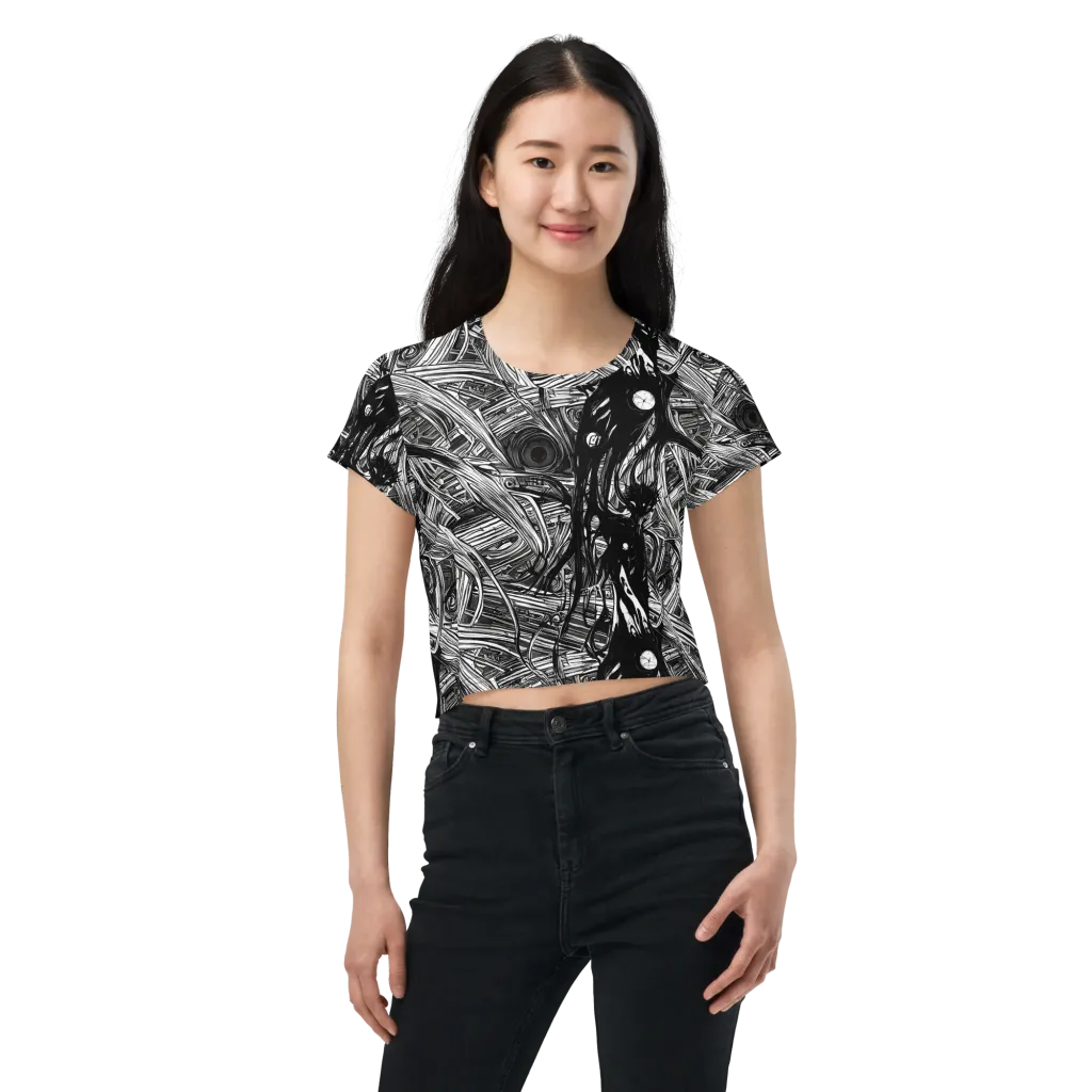 Mesmeric Tangles on Crop Tee — Front