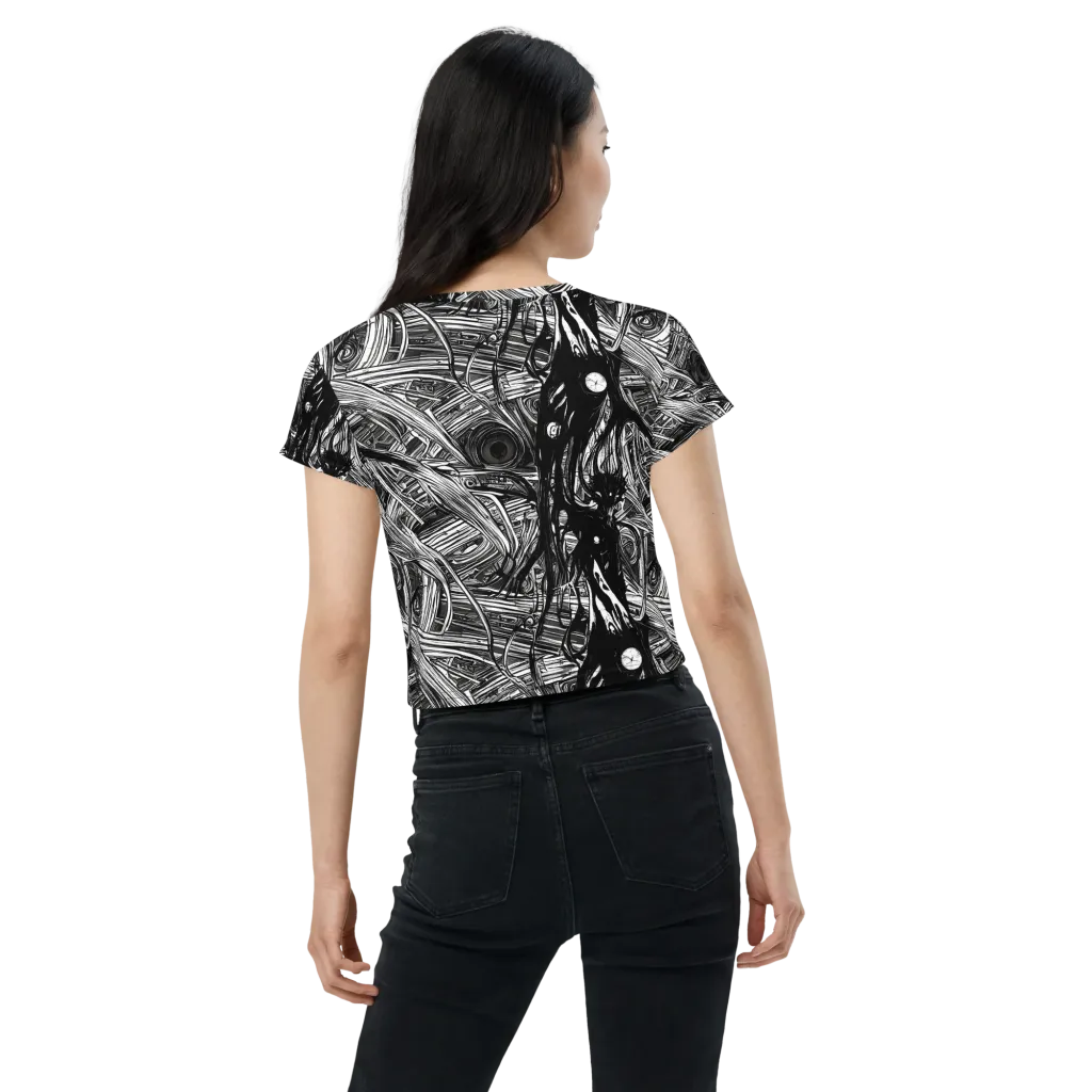 Mesmeric Tangles on Crop Tee — Back