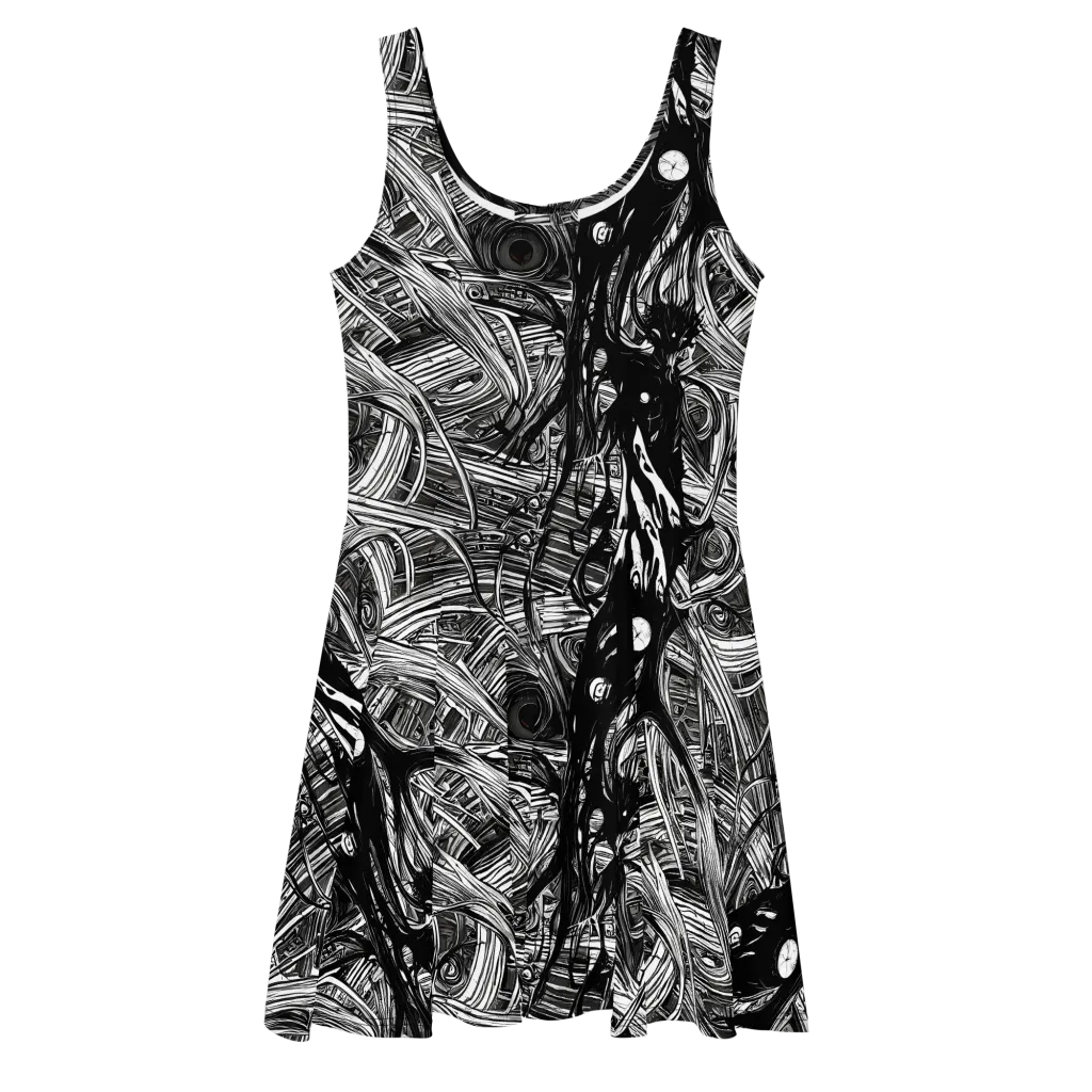 Mesmeric Tangles on Skater Dress — Front