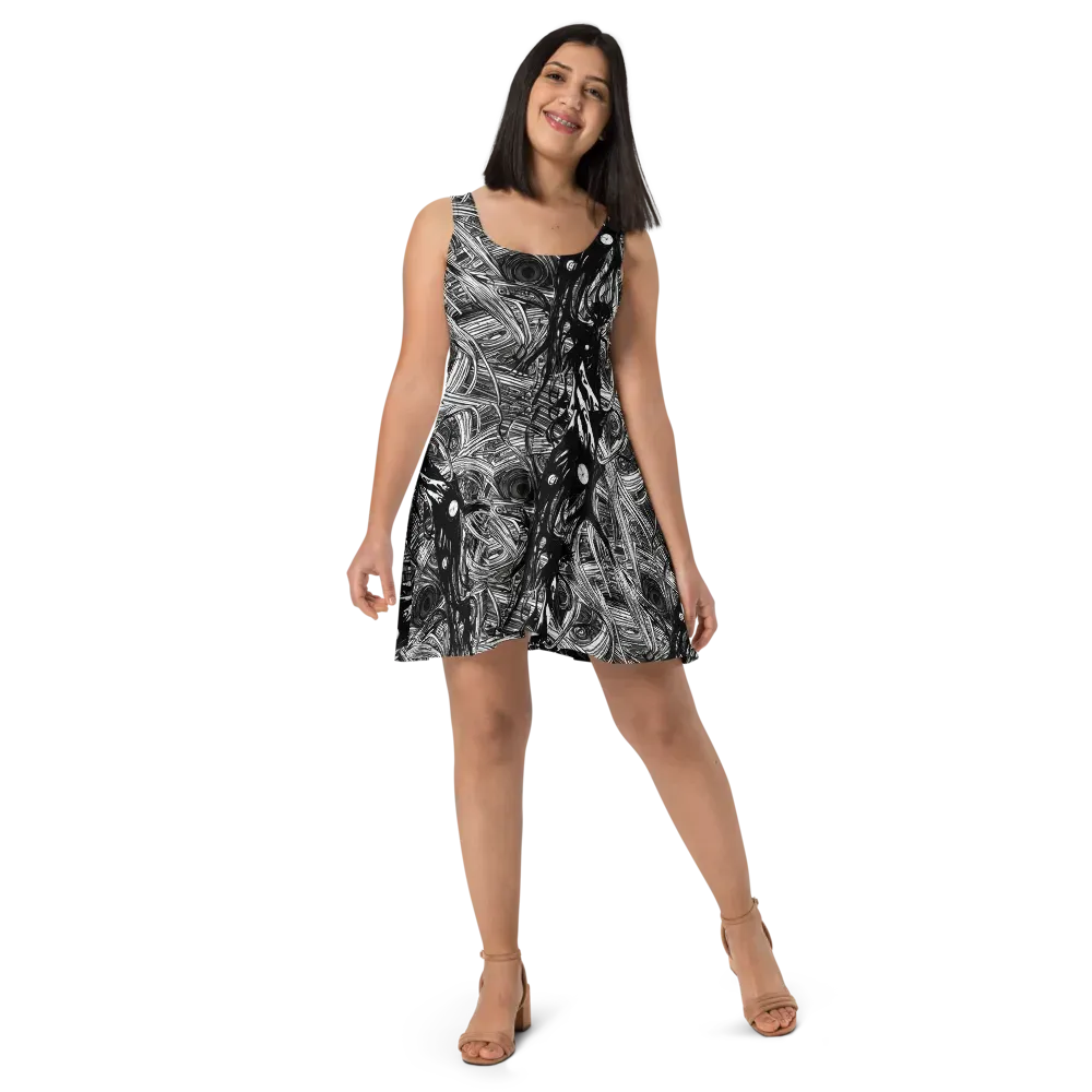 Mesmeric Tangles on Skater Dress — Front