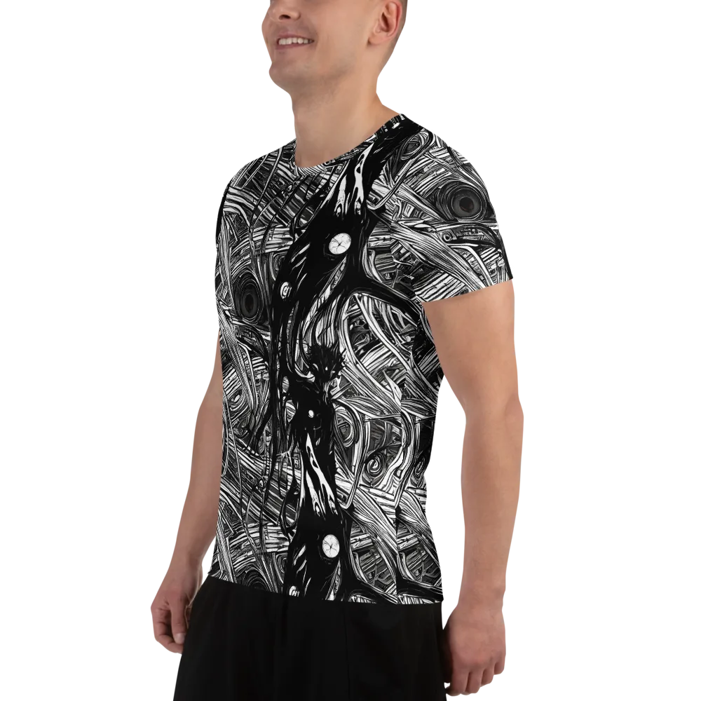 Mesmeric Tangles on Men's Athletic T-Shirt — Left