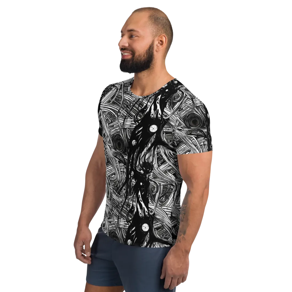 Mesmeric Tangles on Men's Athletic T-Shirt — Left