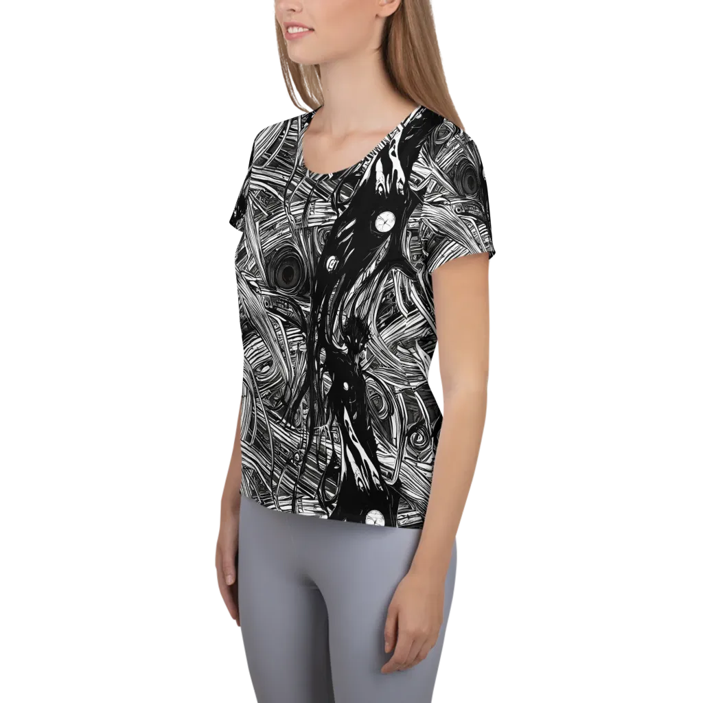 Mesmeric Tangles on Women's Athletic T-Shirt — Left