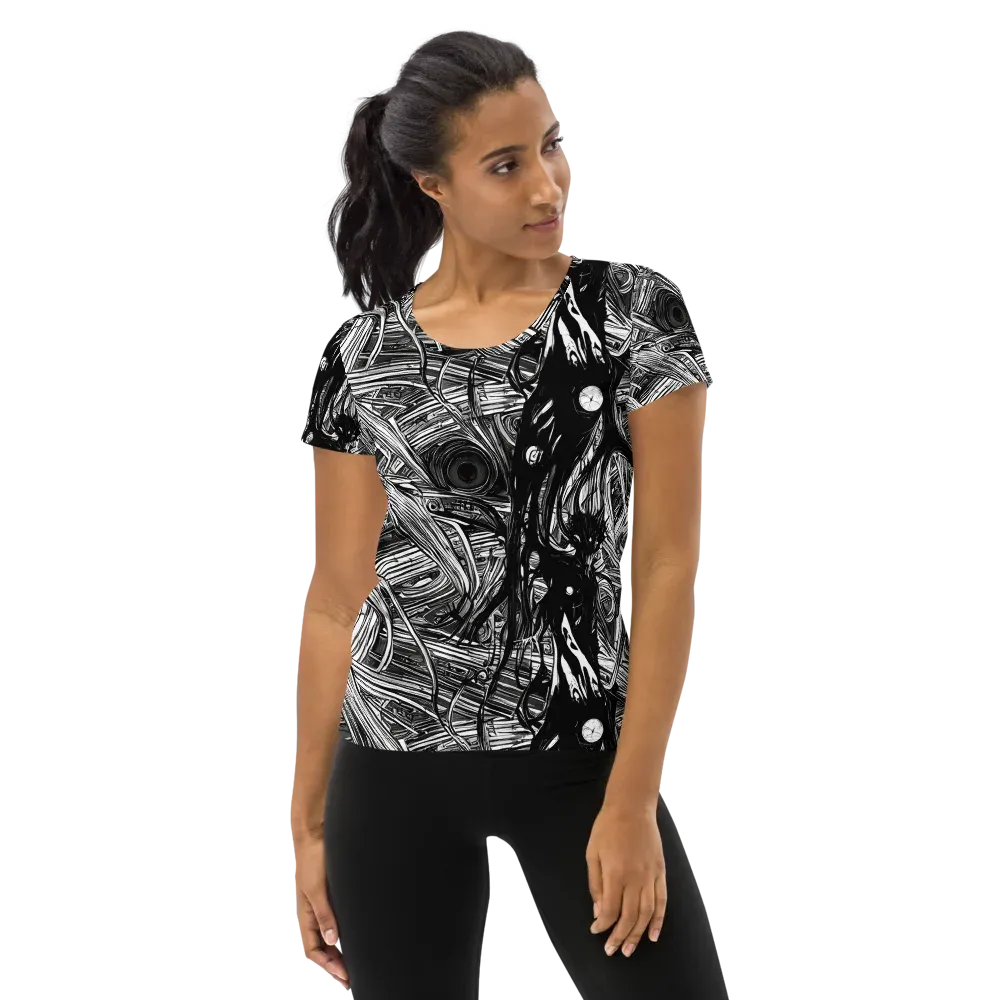 Mesmeric Tangles on Women's Athletic T-Shirt — Front