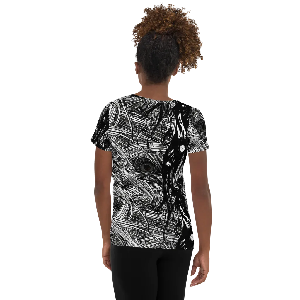 Mesmeric Tangles on Women's Athletic T-Shirt — Back